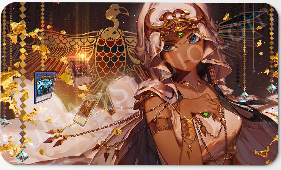 Playmat/XL Mousepad | Ishizu Ishtar & God Cards from Yu-Gi-Oh (YGO) | Art by Kawacy PulsArt Studio Playmat/XL Mousepad | Ishizu Ishtar & God Cards from Yu-Gi-Oh (YGO) | Art by Kawacy PulsArt Studio