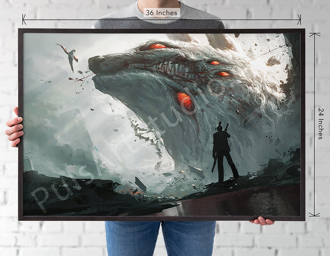 版画 onchanmant XL Vinyl Canvas | Kon & Aki from Chainsaw Man | Art by Leo