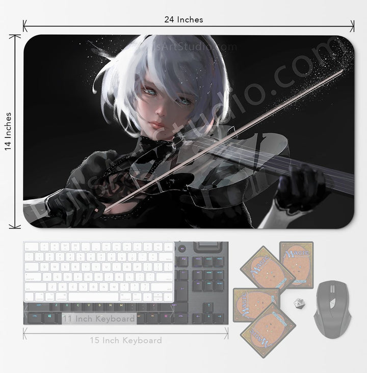 Playmat/XL Mousepad | 2B from Nier Automata | Art by WLOP