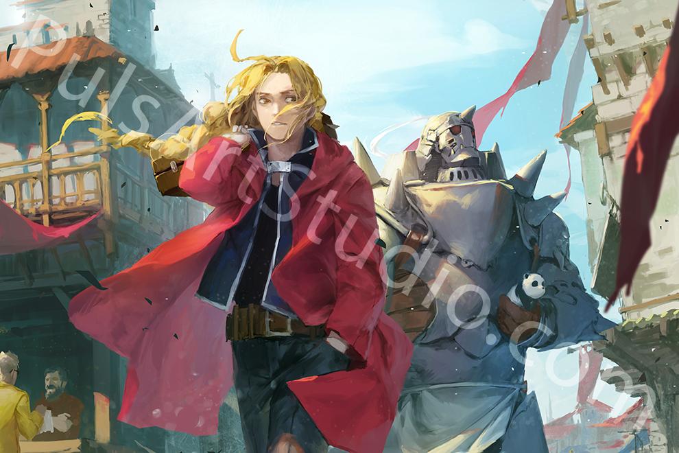 XL Vinyl Canvas | Alphonse & Edward Elric from FMA | Art by