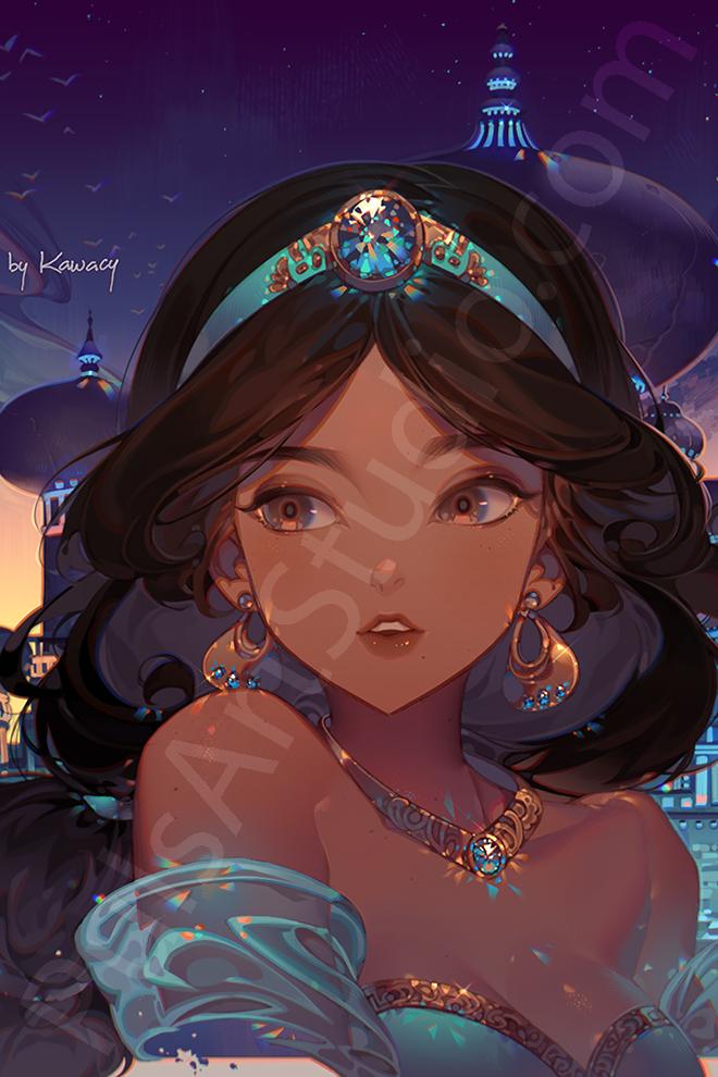 Large Princess Jasmine Poster from Aladdin, art by Kawacy