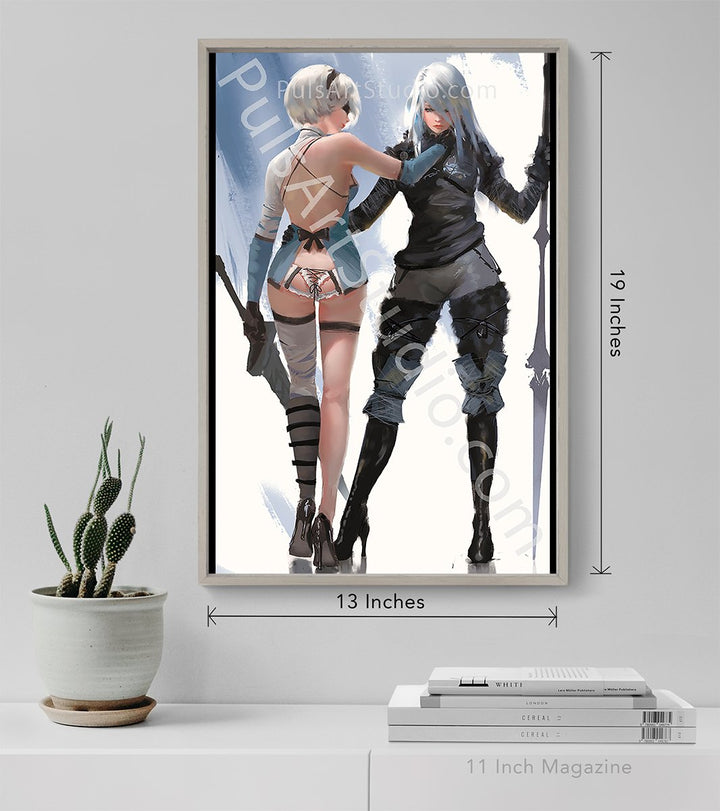 Large 2B & A2 Poster from Nier Automata, art by WLOP