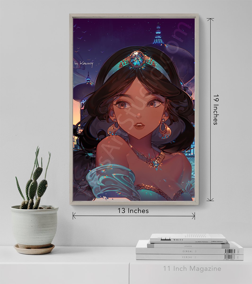 Large Princess Jasmine Poster from Aladdin, art by Kawacy