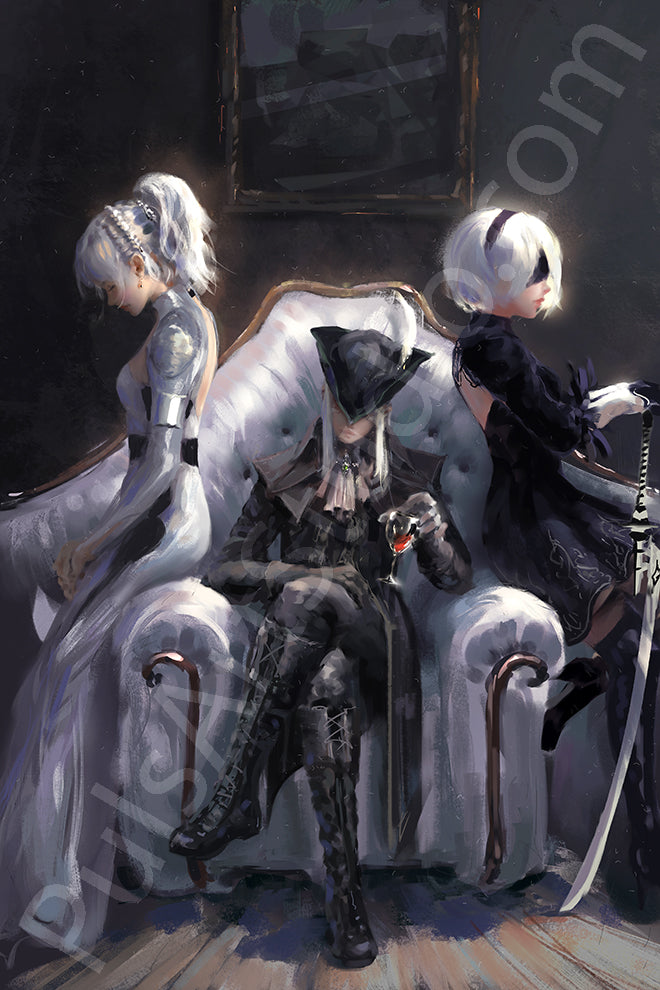 Playmat/XL Mousepad | 2B from Nier Automata | Art by WLOP