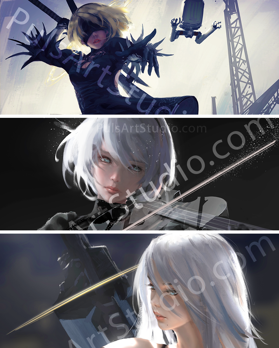 NieR Automata ♥ 2B & A2 3x Poster Bundle! – PulsArt Studio